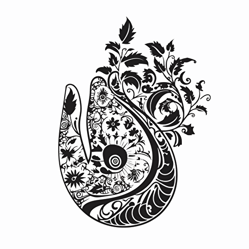 mehendi logo, on a white background, black and white, vector logo, flat