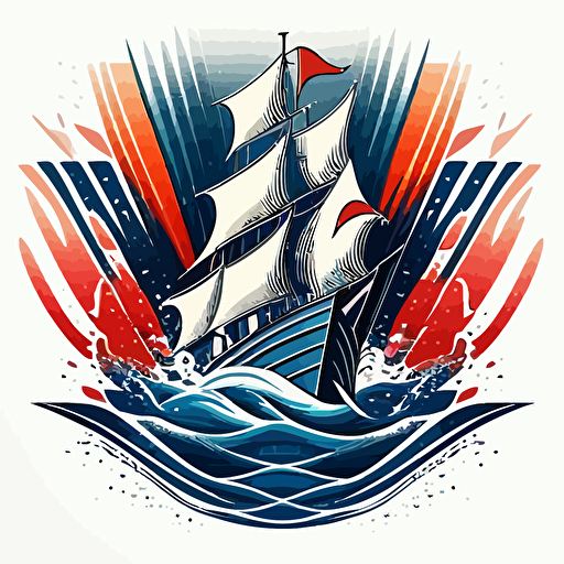 a geometrical vectorial logo of a sailor ship