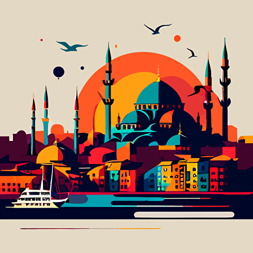 instanbul colourful simple vector art