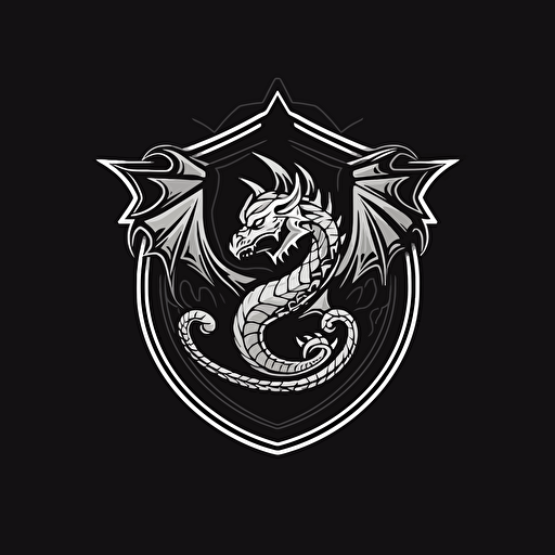 logo design, flat vector logo, dragon emblem, styke medieval emblem