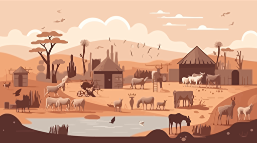beautiful modern african farm. minimal vector illustration.