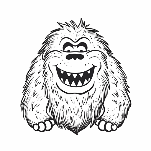 smiling Yeti, black line , vector, dxf