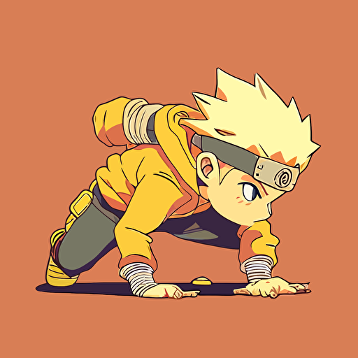 naruto doing push-ups, vector style, side view
