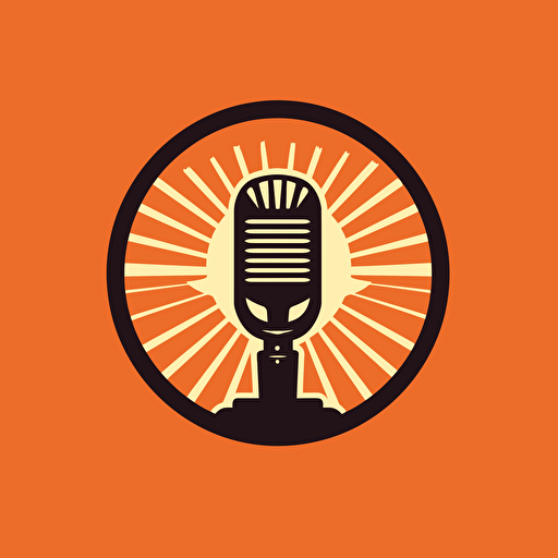 simple vector logo of a spotlight and microphone