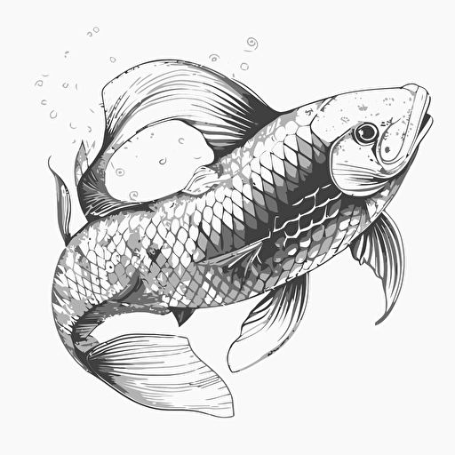 koi vector art , outline