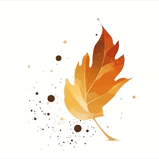 an autumn leaf falling in the air, sleek minimalist design, orange and brown, fluid vector art