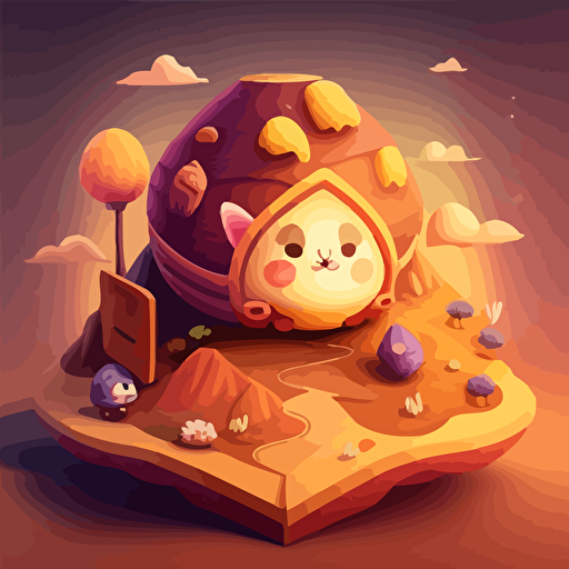 a seeker's journey. Cute, happy, vector, game design.