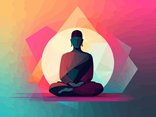 meditation, ZEN BUDDHISM, geometric, vector, flat design, minimalism. rgb, gradient