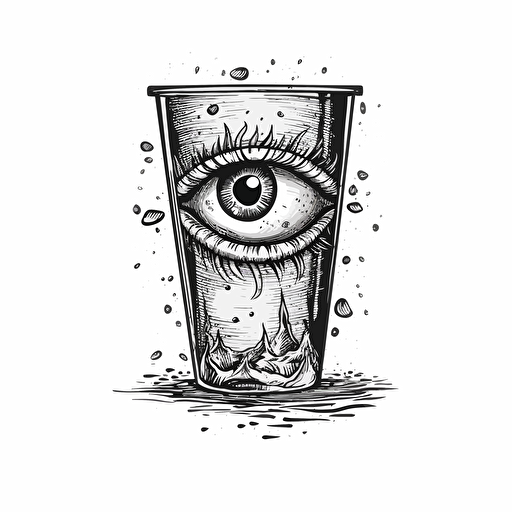 "Small in size, big in flavor " motto for shot glasses drawing black white vector design v5