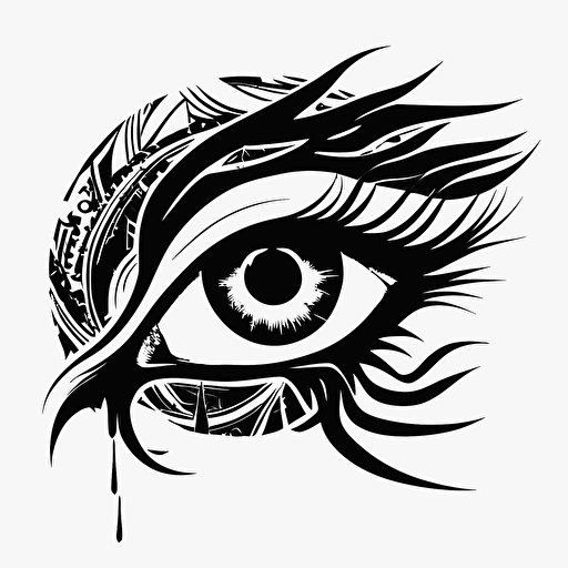 anime eye of horus, vector art, black and white
