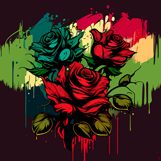 funny picture of roses for graffiti app, graffiti style, vector