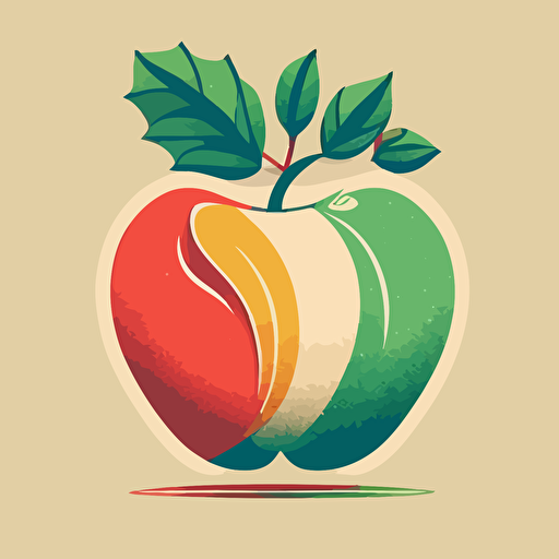 a flat vector logo of an apple, retro style, minimalistic, only one color, beautiful