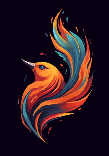 the logo for fiery bird online gaming platform, in the style of figurative symbolism, flowing fabrics, simplistic vector art, sparse use of color, papua new guinea art, subtle ink application, loose paint application