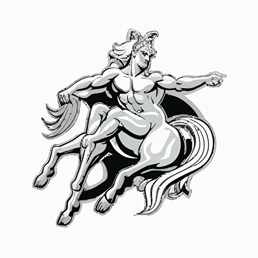 centaur in space, vector logo, vector art, emblem, simple cartoon, 2d, no text, white background