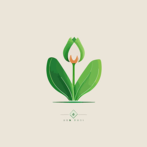 flat design vector minimalistic logo for Green Tulip project, combine symbol of tulip with symbol of science, don’t add text to the design