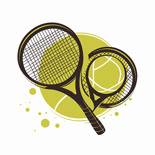 tennis ball logo with two tennis rackets in the background. white background. vector