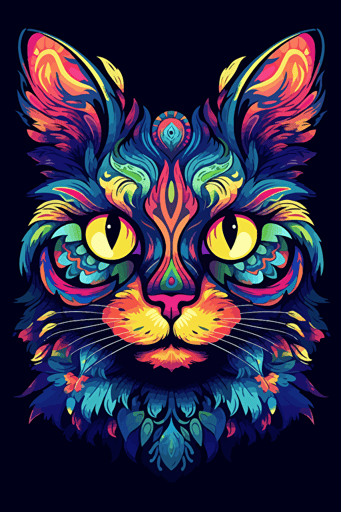 colorful svg vector drawing, a beautiful cat ::2 colorful svg vector drawing, a vase full of flowers