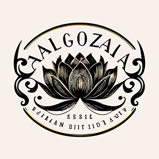 vector logo for kaizen beauty saloon black text lotus themed