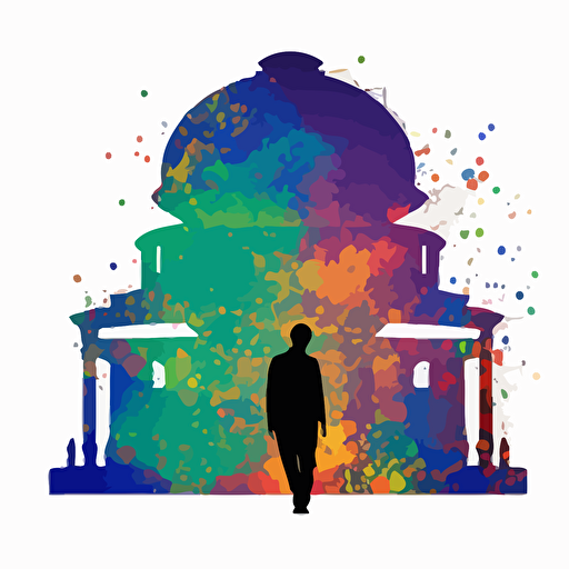 vector art colorful, galaxy inside sihlouette of chiang kai shek memorial