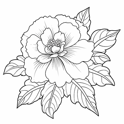outline japanese flower style No Shadow. Cartoon. Coloring page. Vector. Simple.