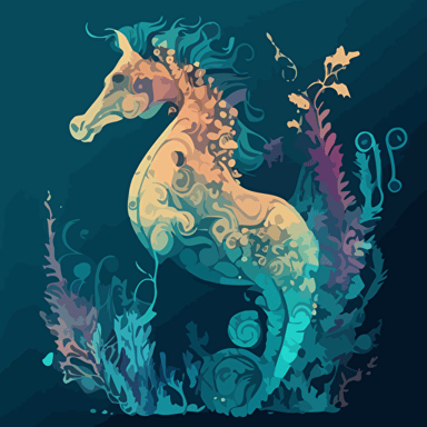 disney-style vector of a unicorn seahorse