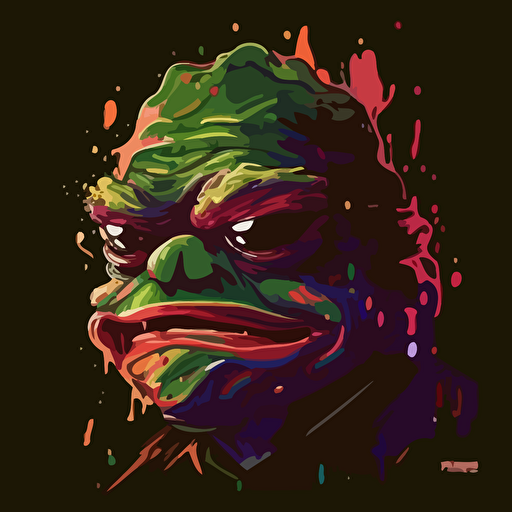 pepe meme, splater paint, vibe, vivid, hip. vector image