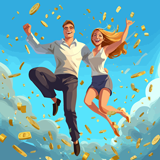 financial success, couple, vector art