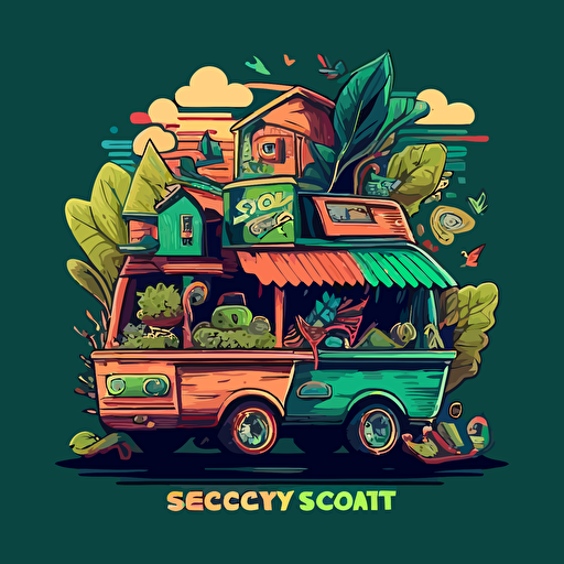 a vector 3 color illustration of a social commerce ecosystme