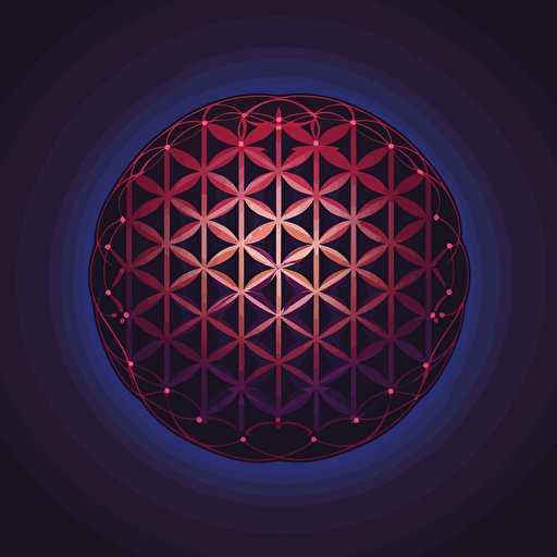 Flower of life , dark red and dark blue, vector logo