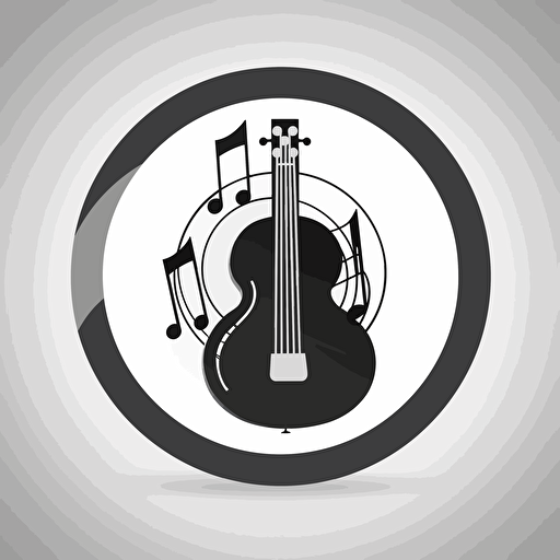 music icon, vector, black and white