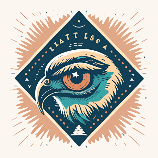 a stamp with an eagle and an eye on it in a flat vector art style