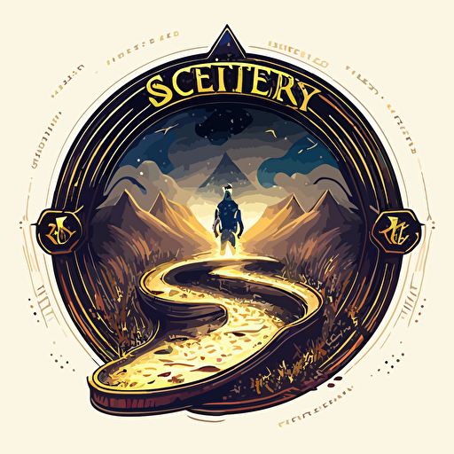 a seeker's journey, logo, sci-fy, vector