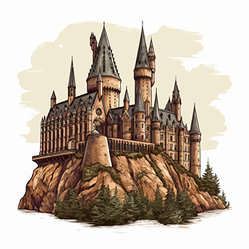 vector drawing of Hogwarts Castle