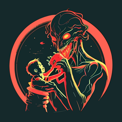Saturn Devouring His Son as soulless Alegria art, big tech art, flat art, globohomo art, 2D, flat colors, vector art