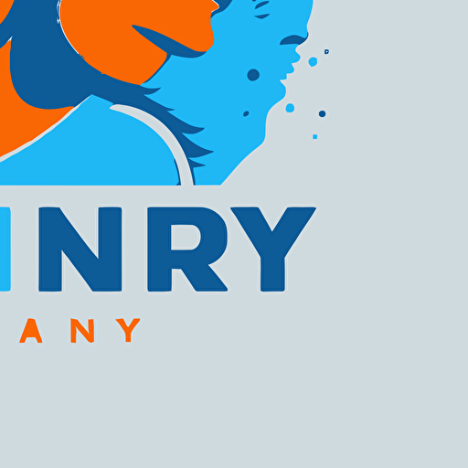 create a logo, happy smiling people with headphones are listening to dancy music, illustrated, vectorized, color scheme 2 colors, blue and orange