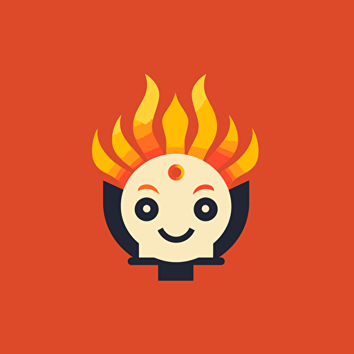 a simple logo of a friendly AI bot wrapped in flames, vector, minimal, by Paul Rand