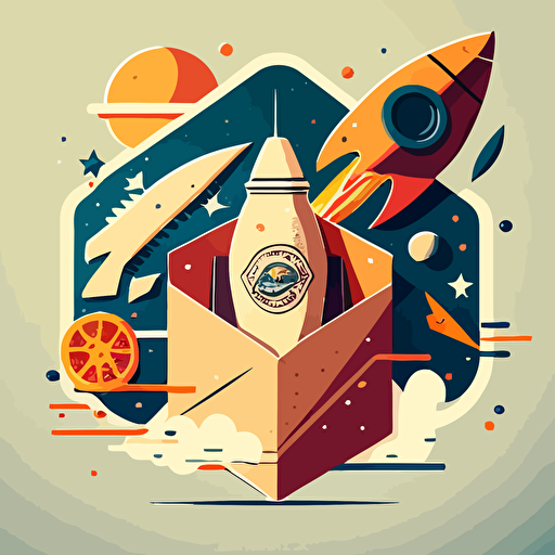 Rocket lunch with geometric line, vector