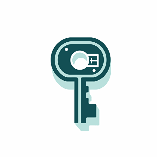 cyber key icon, flat vector illustration, white background