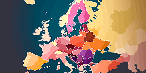 vector factual map of Europe, each country in a different colour,