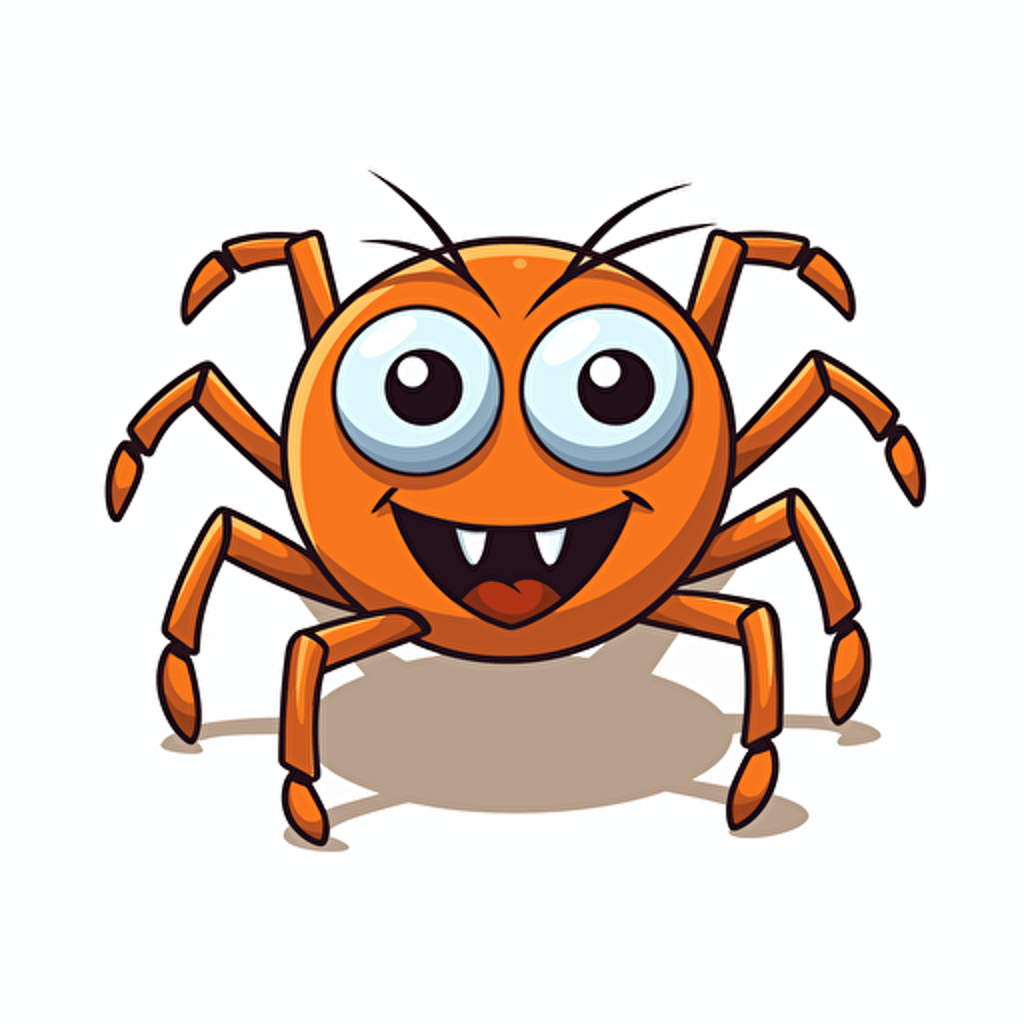 mascot logo of a friendly cartoon spider, simple vector, no shading.