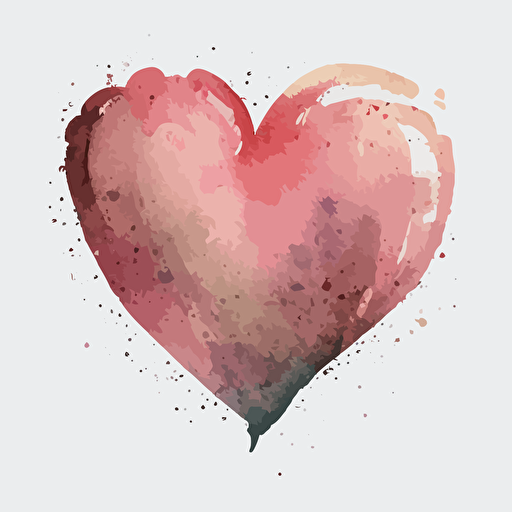 A very cute watercolor heart, less detailed, minimalistic, soft colored, icon, pink, valentines day, vector illustration, card, isolated transparent background