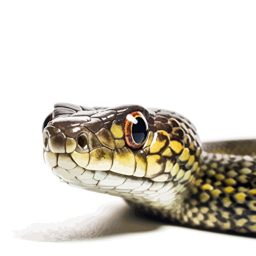 Garter Snake looking with head up straight in the camera, white bg, vector