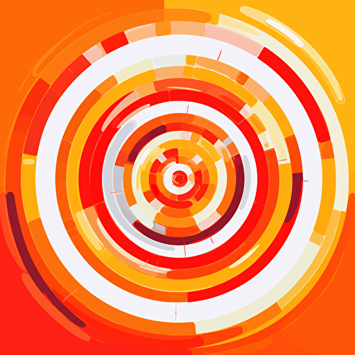 a bullseye but the colours are NERF orange and white, vector art, colourful