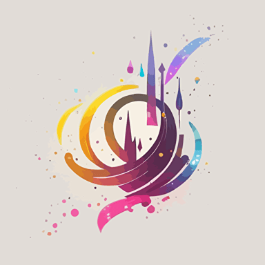 digital magic, minimalistic logo, simple shapes, magic effects, multi color, style vector