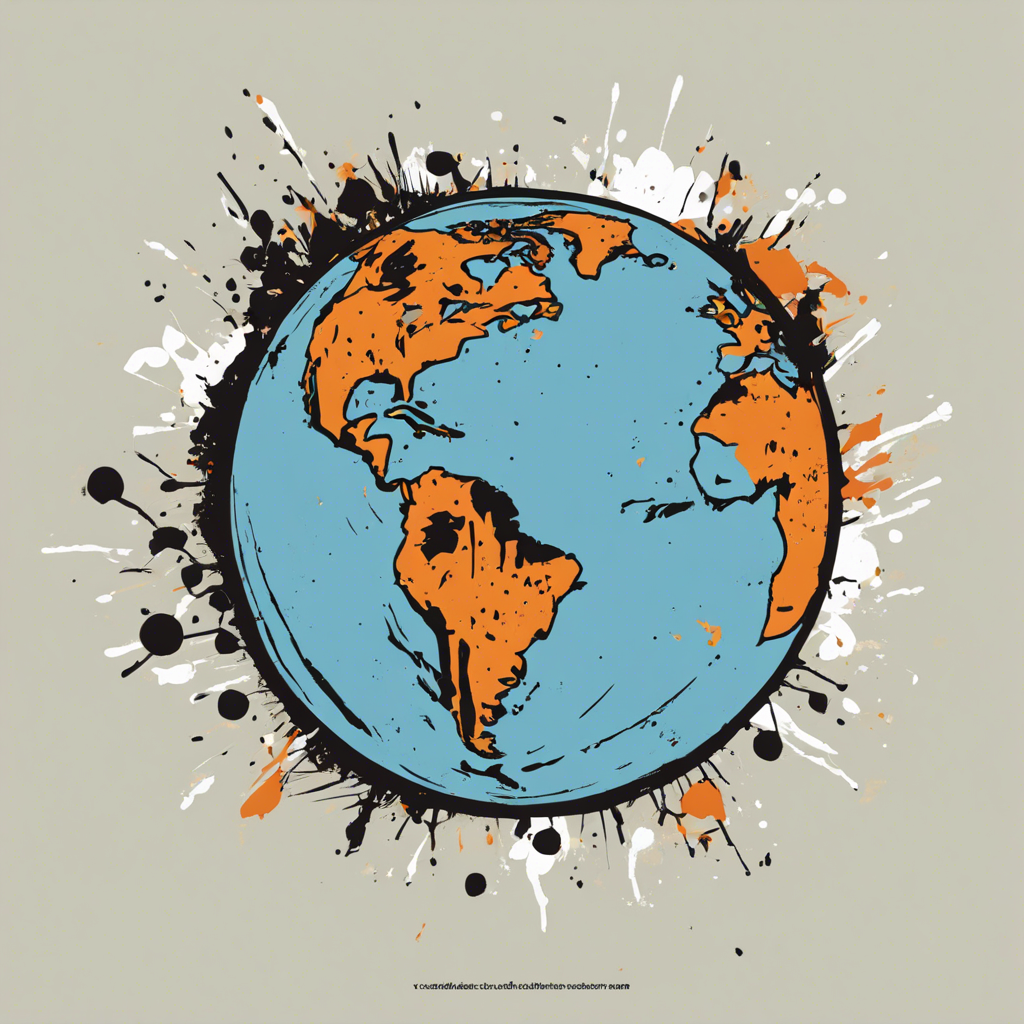 the earth, illustration in the style of splattering, illustration, flat, simple, vector