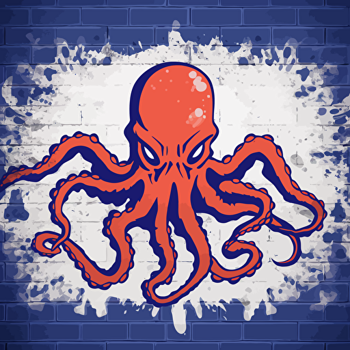 logo style vector image of an angry octopus in street art style, simple with no background