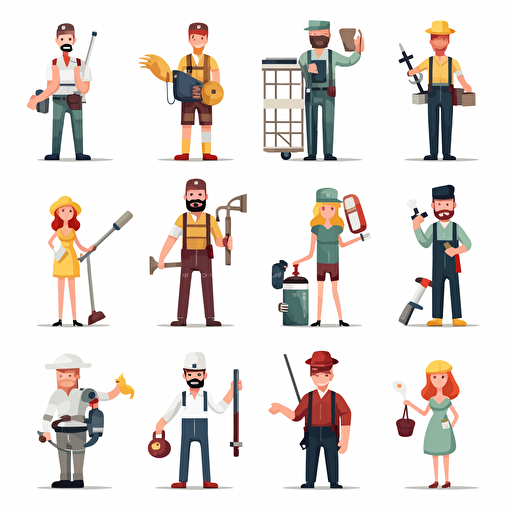 generic professions vector, white background