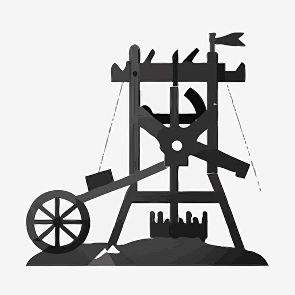 a medieval siege machine icon, basic shapes, simple, vector, clean white background