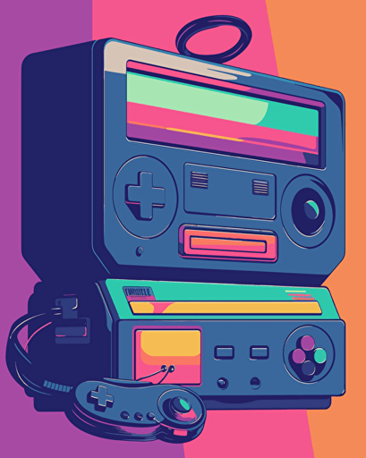 1990s gaming console, minimalistic, retro aesthetics, vector image, sticker, pantone color scheme