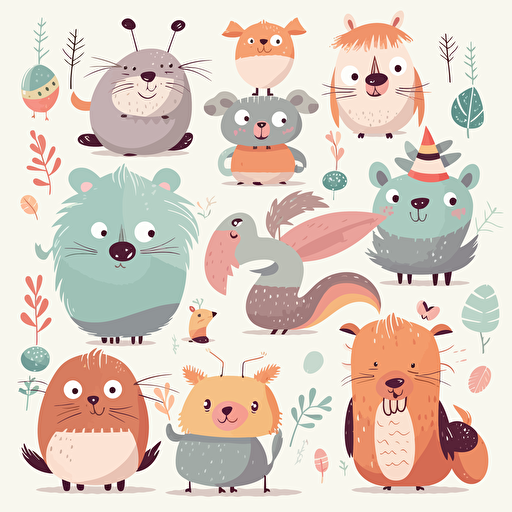 vector design funny animals for kids